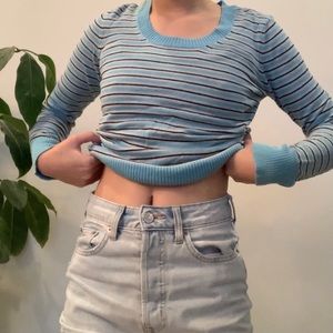 club monaco blue striped sweater